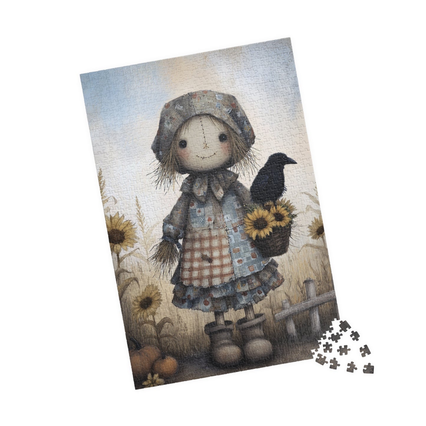 Charming Scarecrow Puzzle, Cozy Home Decor, Family Game Night, Autumn Vibes, Gift for Puzzle Lovers