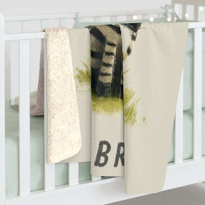 Sherpa Fleece Blanket - Baby Zebra Illustration