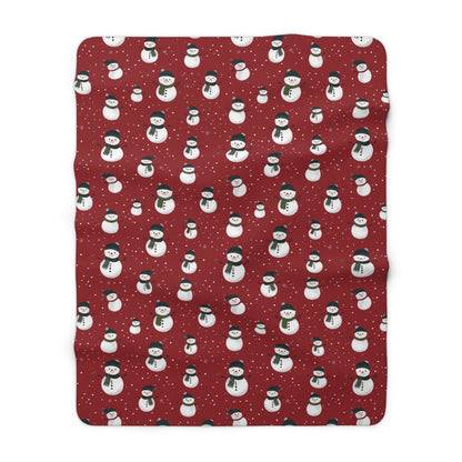 Cozy Snowman Sherpa Fleece Blanket | Holiday Gift, Winter Decor, Child's Comfort, Snowman Design, Christmas Snuggle
