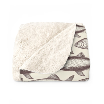 Cozy Fish Pattern Sherpa Fleece Blanket | Warm Throw, Perfect for Home Decor, Gifts, Camping, and Beach Days