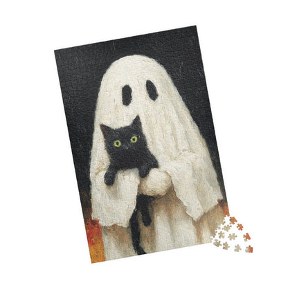 Spooky Cat Ghost Puzzle | Halloween Gift, Halloween Decor, Fun Puzzle, Cat Lover Gift