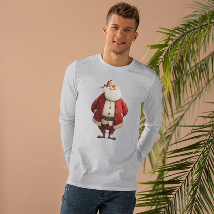 Festive Santa Longsleeve Tee - Christmas Gift, Holiday Wear, Winter Apparel, Cozy Style, Casual Outfit