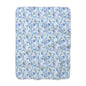 Cozy Blue Floral Sherpa Fleece Blanket, Ideal Gift for Weddings, Birthdays, Baby Shower