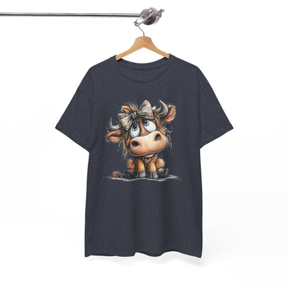Cute Highland Cow Graphic Tee for Animal Lovers, T-Shirt for Kids & Adults, Farmhouse Decor