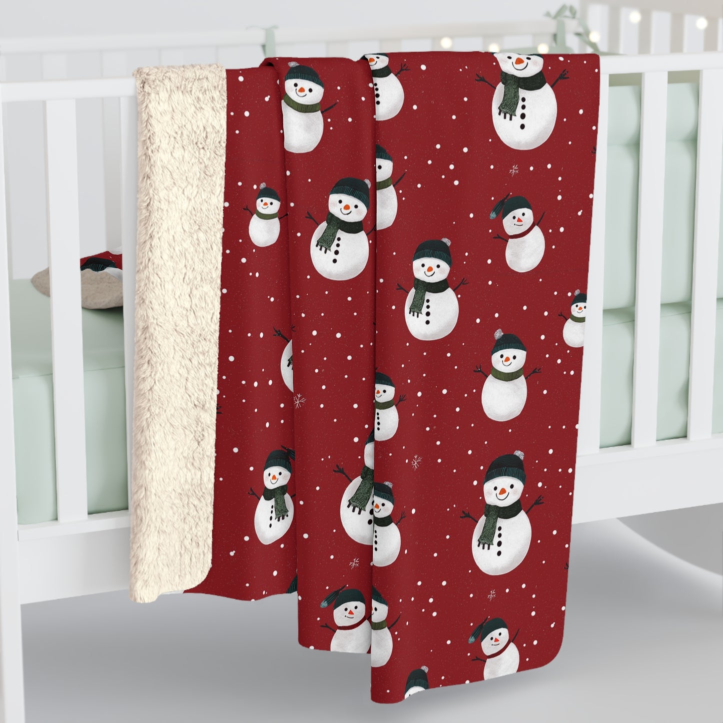 Cozy Snowman Sherpa Fleece Blanket | Holiday Gift, Winter Decor, Child's Comfort, Snowman Design, Christmas Snuggle