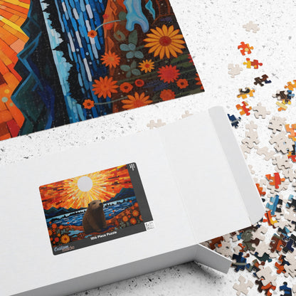 Nature-Inspired Beaver Starry Night Inspired Puzzle, 110/252/520/1014 Piece Jigsaw