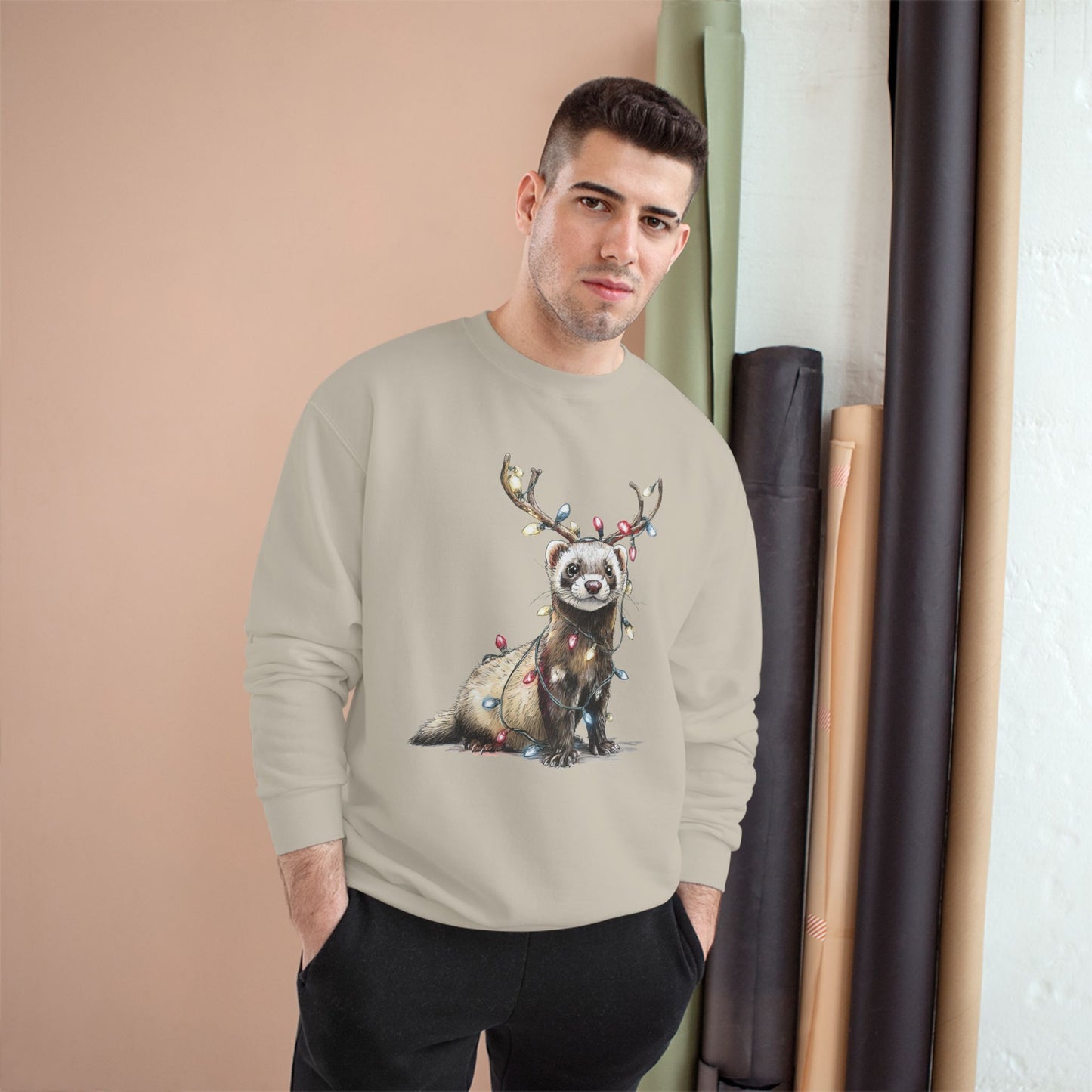 Otter Wants to be a Reindeer Champion Sweatshirt, Cozy Holiday Apparel, Christmas Gift, Cute Winter Wear