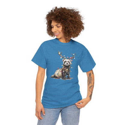 Christmas Otter Tee, Unisex Heavy Cotton Tee with Cute Design, Holiday Gift, Cozy Casual Wear, Fun Christmas Shirt