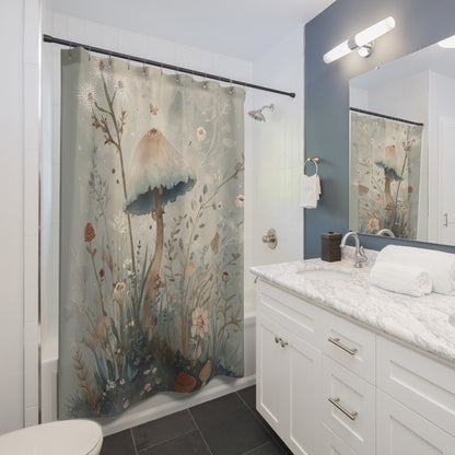 Whimsical Mushroom Shower Curtain - Nature-Inspired Bathroom Decor, Boho Chic, Bathroom Accessory, Gift for Nature Lovers, Floral Design
