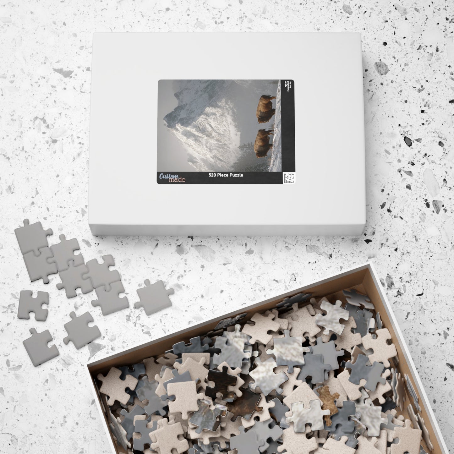 Mountain Landscape Puzzle with Bison - 110, 252, 520, 1014-piece, Nature Lover Gift, Family Fun Activity, Scenic Home Decor, Outdoor [...]