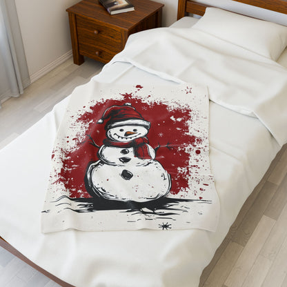 Cozy Holiday Snowman Blanket, Warm Plush Throw for Christmas, Festive Decor, Winter Gift, Soft Snuggle Blanket