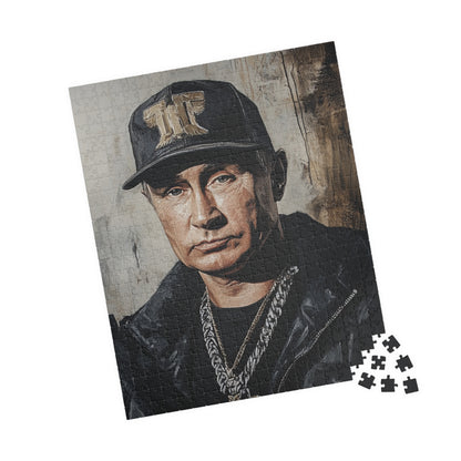Putin Artistic Puzzle featuring Iconic Portrait, Jigsaw Puzzle, Unique Political Satire Gift