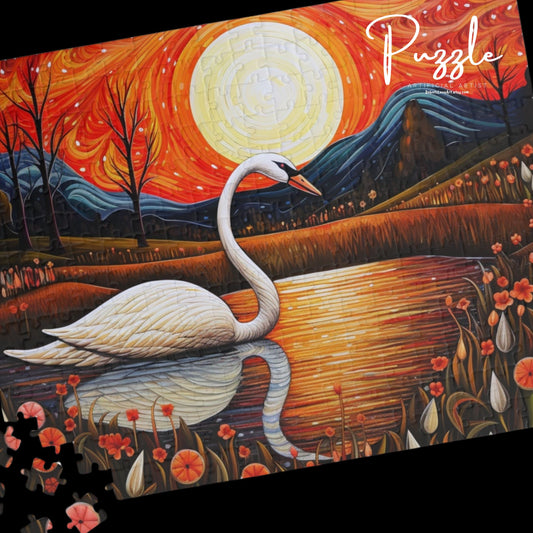 Nature-Themed Puzzle, 110-520 Piece Jigsaw Puzzle, Serene Swan Art, Gift for Nature Lovers, Family Game Night, Home Decor
