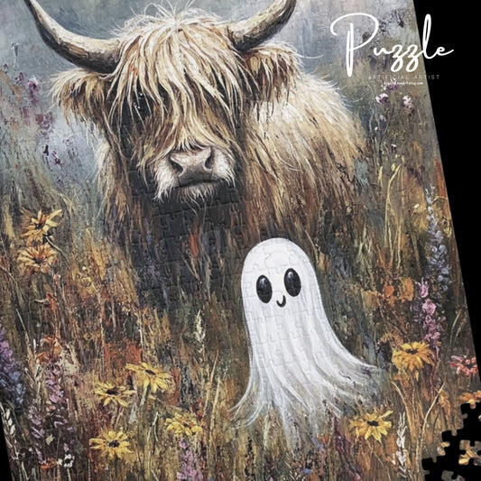 Halloween Highland Ghost Puzzle - 110/252/520/1014 Piece Jigsaw, Halloween Decor