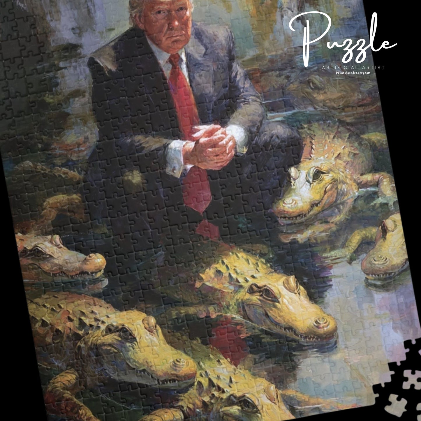 Donald Trump Crocodile Puzzle - 110, 252, 520, 1014-piece | Alligator Alcatraz