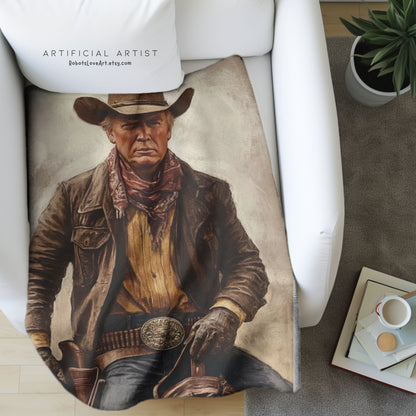 Velveteen Plush Blanket - President Trump as John Wayne Cowboy