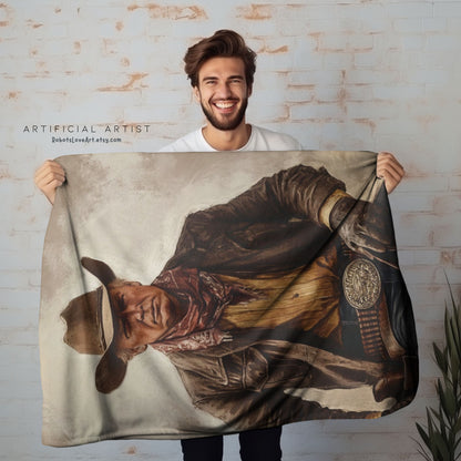 Velveteen Plush Blanket - President Trump as John Wayne Cowboy