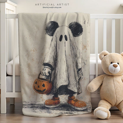 Cozy Halloween Velveteen Plush Blanket, Fall Decor, Trick-or-Treat Gift, Soft Throw for Kids & Adults, Spooky Home Accents