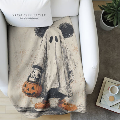Cozy Halloween Velveteen Plush Blanket, Fall Decor, Trick-or-Treat Gift, Soft Throw for Kids & Adults, Spooky Home Accents