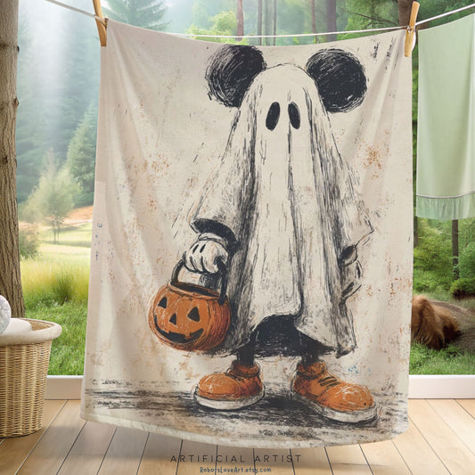 Cozy Halloween Velveteen Plush Blanket, Fall Decor, Trick-or-Treat Gift, Soft Throw for Kids & Adults, Spooky Home Accents