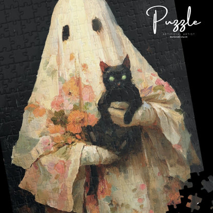 Spooky Cat Ghost Puzzle - 110, 252, 520, 1014-piece | Halloween Decor