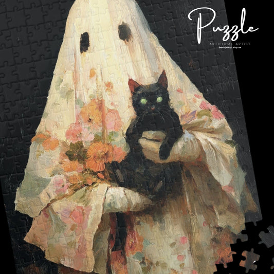 Spooky Cat Ghost Puzzle - 110, 252, 520, 1014-piece | Halloween Decor
