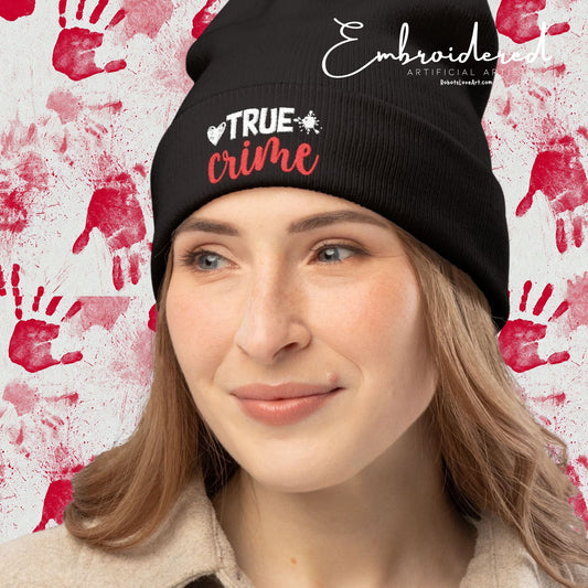 True Crime Knit Beanie, Cozy Knit Hat for Crime Lovers