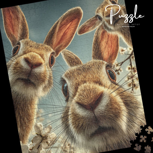 Bunny Selfie,Puzzle - Fun Family Activity, Perfect Gift for Kids, Nature Lovers, Easter, Spring Decor