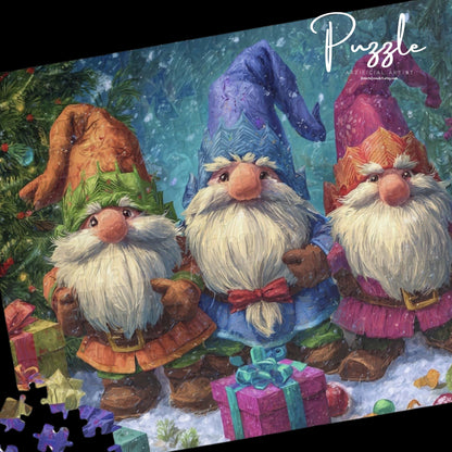 Gnome Holiday Puzzle Set | Festive 110, 252, 520, 1014-piece Jigsaw for Family Fun, Cozy Nights, Gift Idea