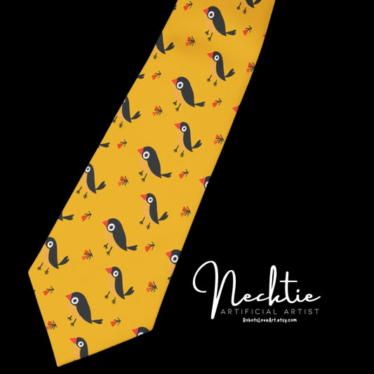 Colorful Bird Necktie - Fun Patterned Tie for Men