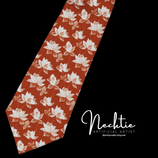 Burnt Orange Floral Necktie - Stylish Tie for Men