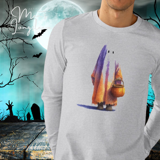Men's Base Longsleeve Tee - Halloween Ghost Ready to Trick or Treat