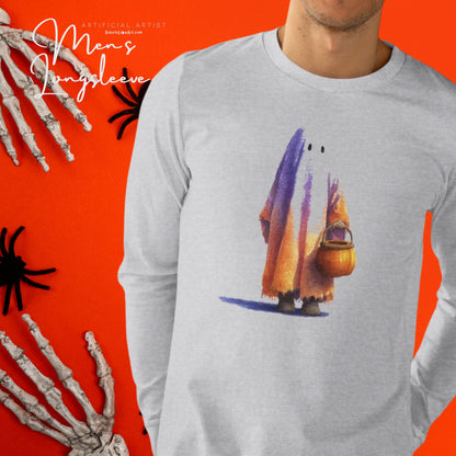 Men's Base Longsleeve Tee - Halloween Ghost Ready to Trick or Treat