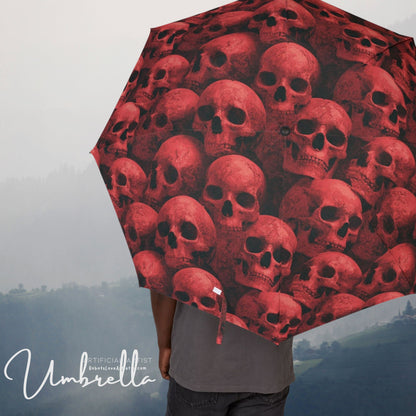 Gothic Skull Pattern Umbrella, Stylish Rain Gear, Unique Gift for Halloween, Artistic Foldable Umbrella, Perfect for Gothic Decor