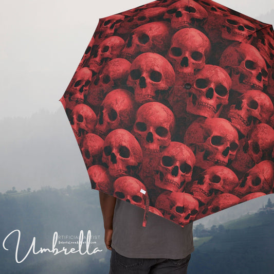 Gothic Skull Pattern Umbrella, Stylish Rain Gear, Unique Gift for Halloween, Artistic Foldable Umbrella, Perfect for Gothic Decor