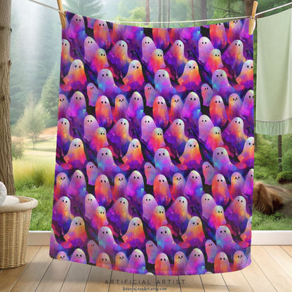 Ghostly Plush Blanket for Cozy Nights, Halloween Decor, Soft Throw, Home Comfort, Gift for Kids