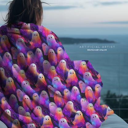 Ghostly Plush Blanket for Cozy Nights, Halloween Decor, Soft Throw, Home Comfort, Gift for Kids