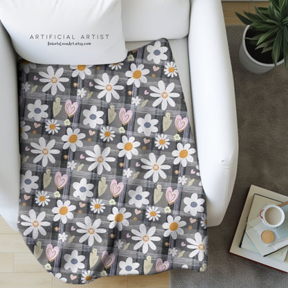 Cozy Floral Velveteen Blanket - Perfect for Home, Gifts, Picnics, and Snuggling!