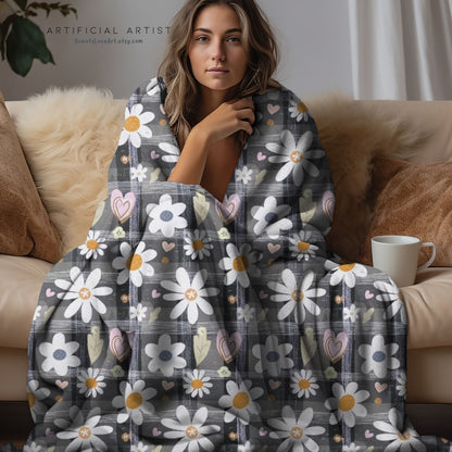 Cozy Floral Velveteen Blanket - Perfect for Home, Gifts, Picnics, and Snuggling!