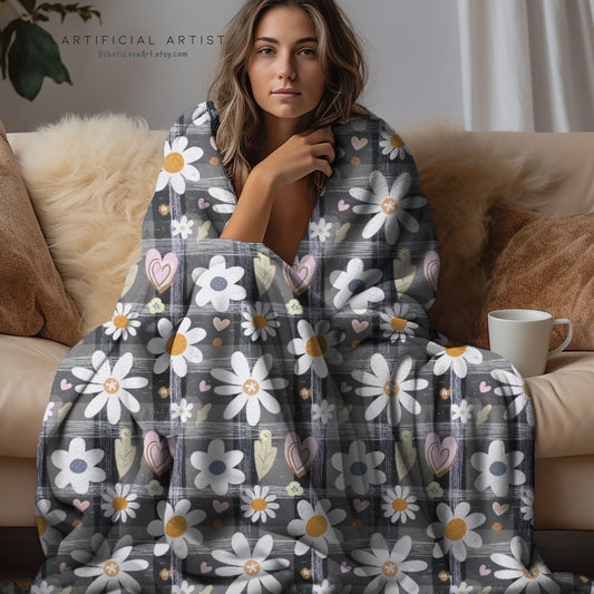 Cozy Floral Velveteen Blanket - Perfect for Home, Gifts, Picnics, and Snuggling!