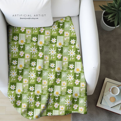 Cozy Floral Velveteen Plush Blanket for Home Decor, Gifts, Bedtime, Picnics, Indoor Comfort