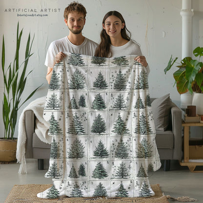 Cozy Christmas Tree Velveteen Plush Blanket | Soft Holiday Throw for Home Decor, Gift for Winter, Snuggle Up Blanket, Warm Blanket