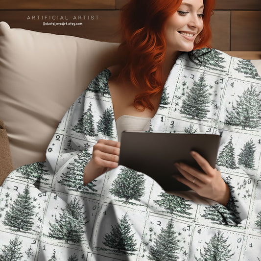 Cozy Christmas Tree Velveteen Plush Blanket | Soft Holiday Throw for Home Decor, Gift for Winter, Snuggle Up Blanket, Warm Blanket