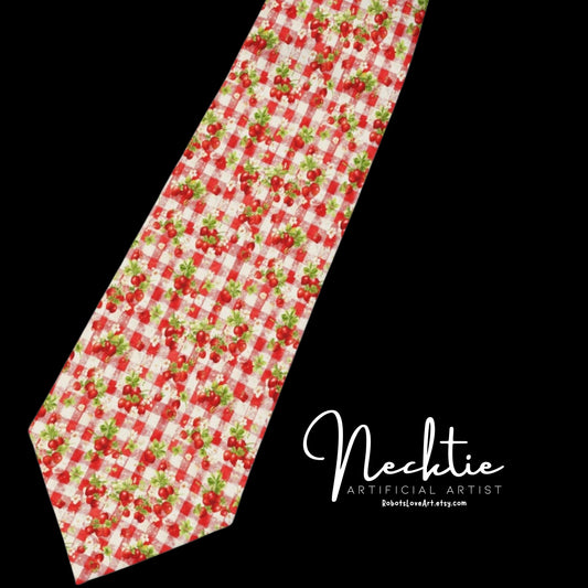 Strawberry Pattern Necktie | Picnic Accessory, Stylish Neckwear