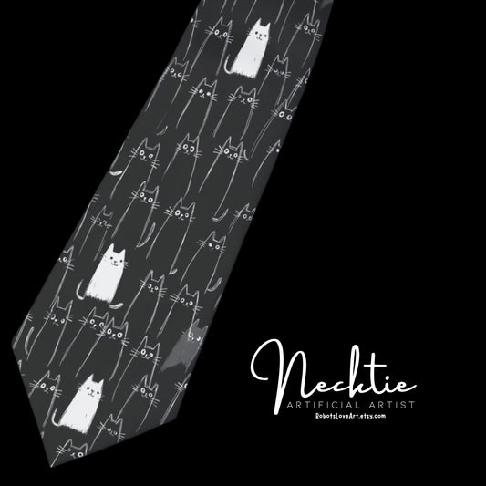 Cat Lover's Necktie, Funny Necktie for Cat Lovers, Gift for Halloween