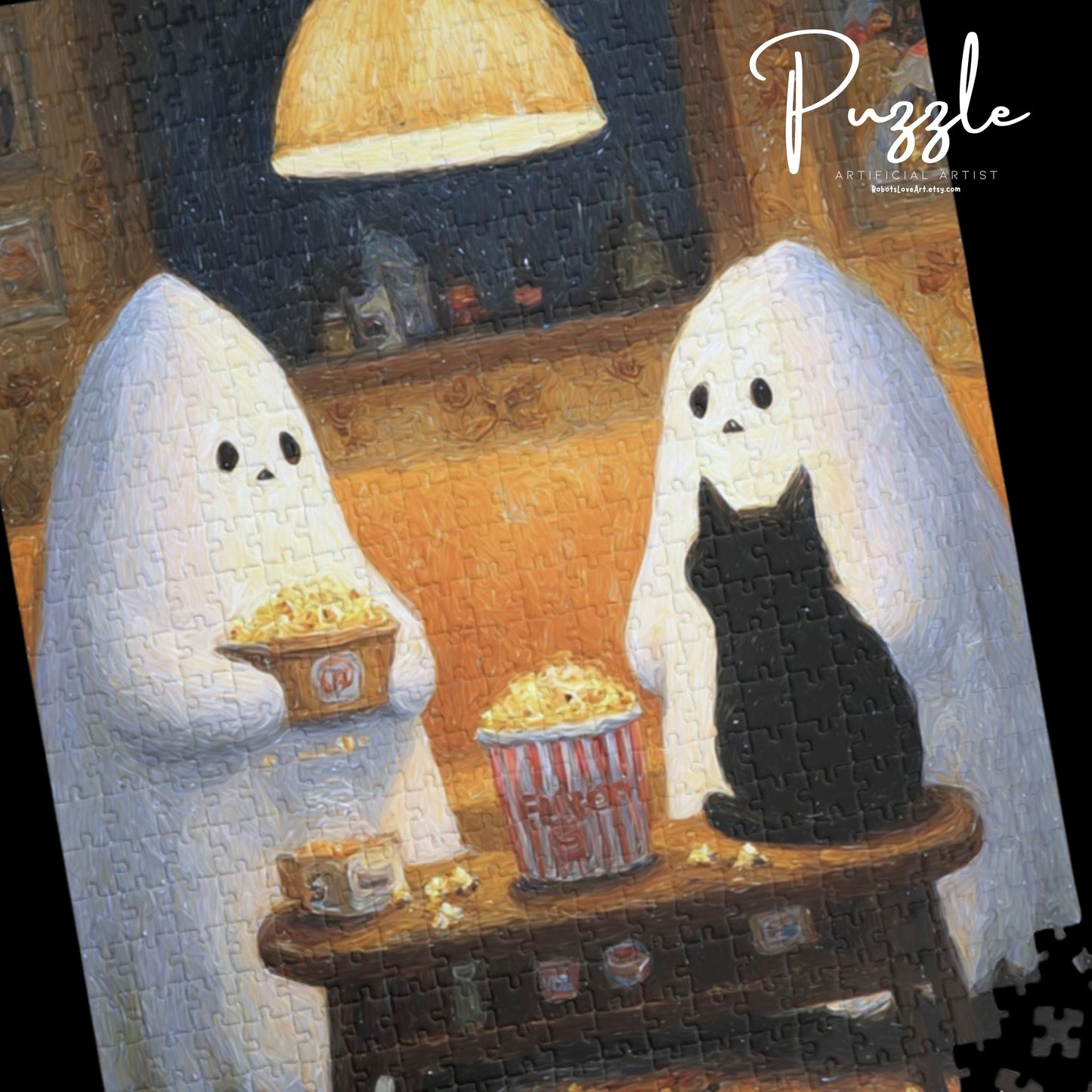 Cozy Ghosts Puzzle - 110/252/520/1014-piece jigsaw, Halloween decor, spooky fun, gift for puzzle lovers
