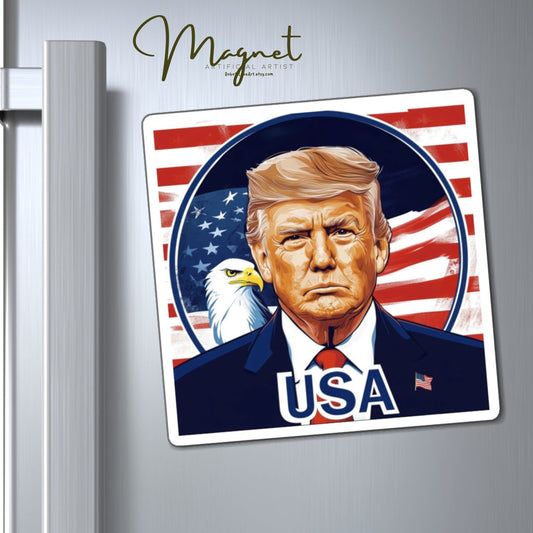 Patriotic Refrigerator Magnet, USA Magnet, Political Decor, American Pride Gift, Vintage Donald Trump Magnet