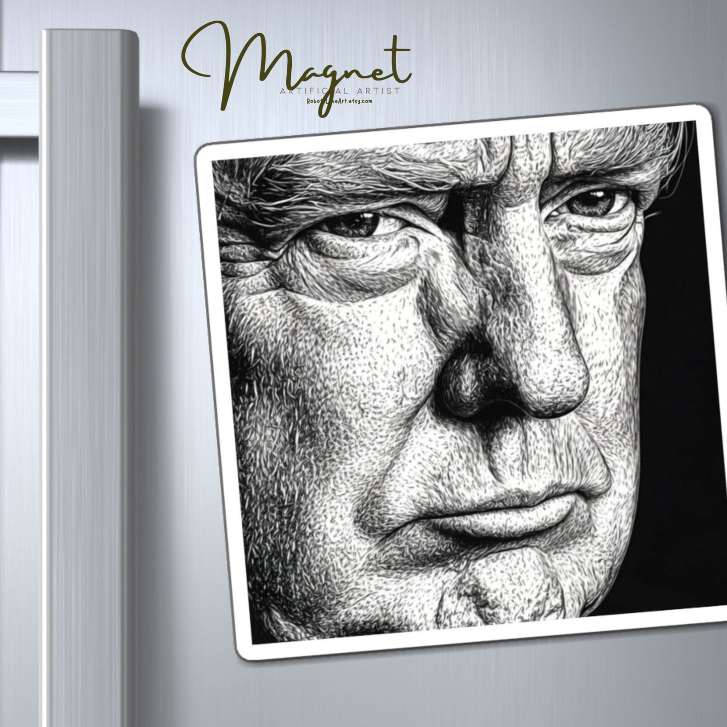President Trump Political Portrait Magnet, Gift for Political Enthusiasts, Refrigerator Magnet