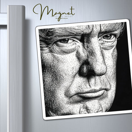 President Trump Political Portrait Magnet, Gift for Political Enthusiasts, Refrigerator Magnet