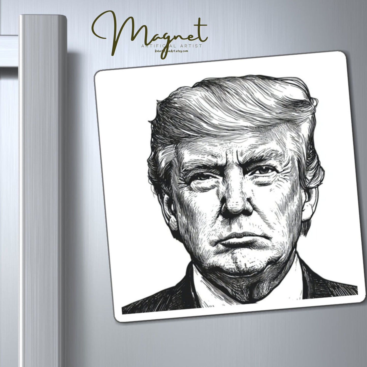 Unique Political Magnet - Trump Artwork, Home Decor, Gift for Political Enthusiasts, Refrigerator Magnet, Funny Collectible